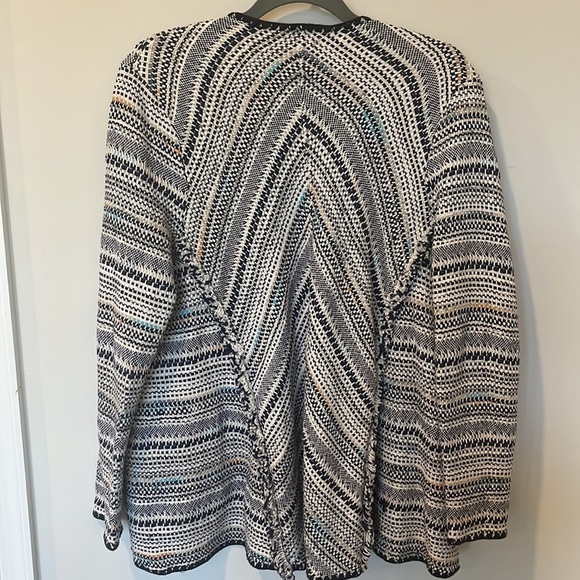 Lucky Brand Pottery Knit Open Front Boho Cardigan Fringe Trim - Picture 5 of 5